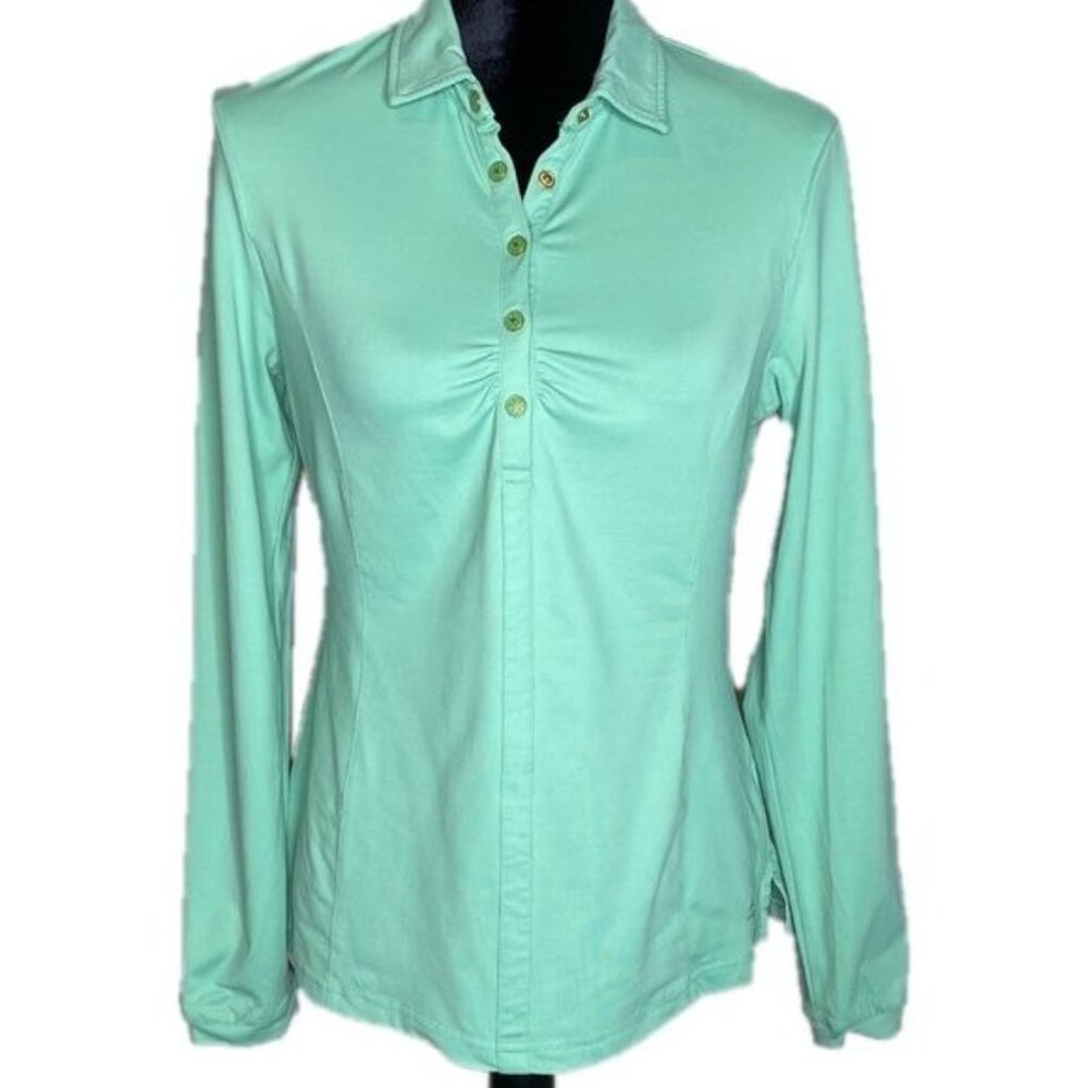 Bobby Jones Clover Womens Golf Shirt Size M Mint Green Collared Stretchy